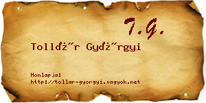 Tollár Györgyi névjegykártya